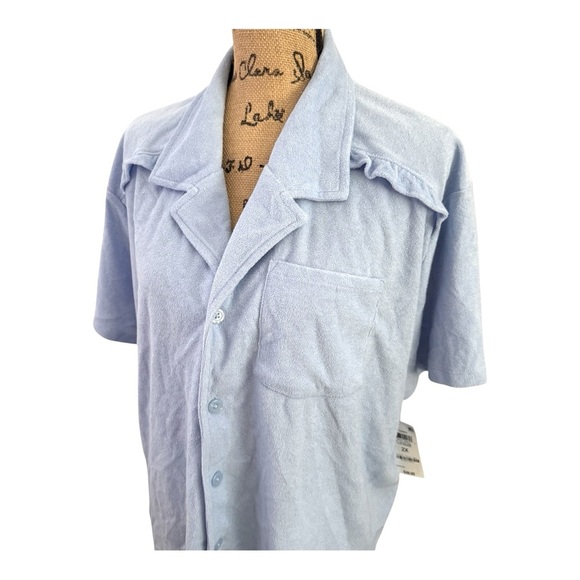 NWT BAR III Soft Terry Cloth Blue Short Sleeve Camp Shirt - Size 2X - Picture 9 of 13
